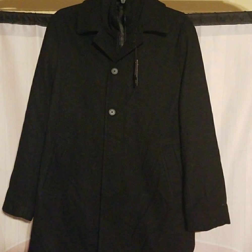New Mens XL J.F Ferrar  black pea coat